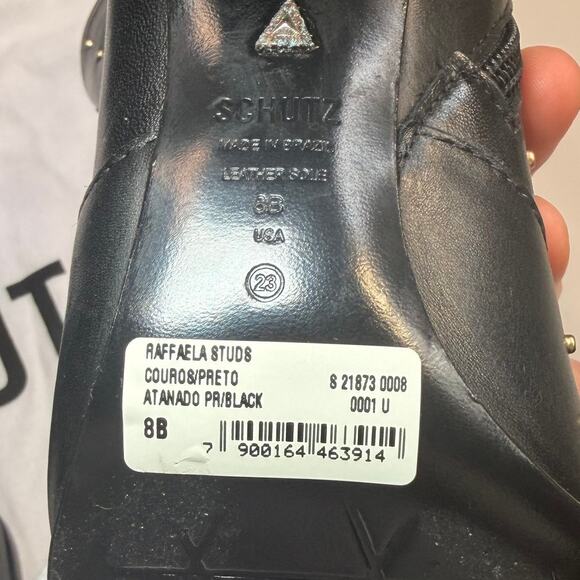 Schutz Raffaela Studded Pointed Toe Bootie Black Leather Size 8 NWT Grunge - Picture 11 of 11